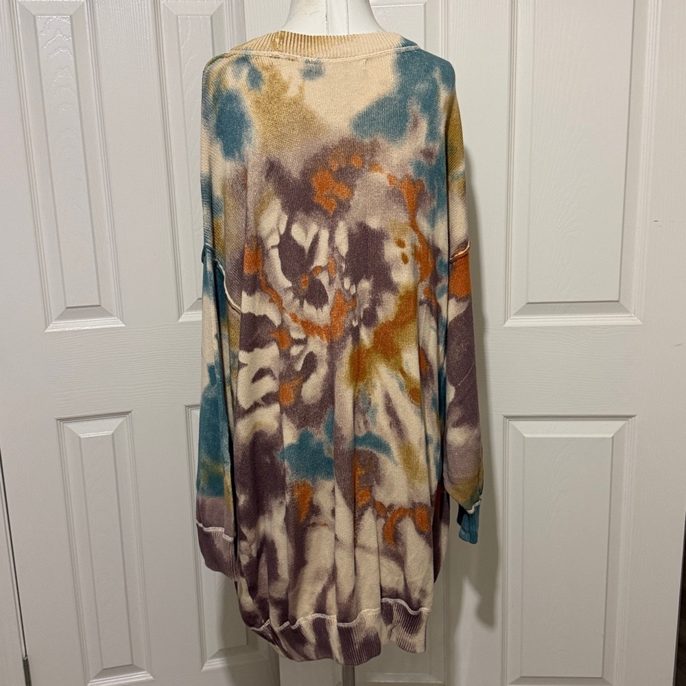 NATURAL LIFE Taylor Oversized Multicolor Tie-Dye Pullover Cotton Sweater - Picture 6 of 8